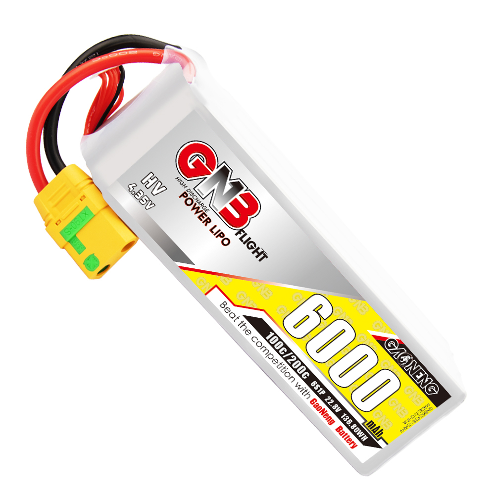GNB GAONENG LiPo Battery 6000MAH 6S1P White Balance 22.8V 100C PLUS cabled with Red T-PLUG