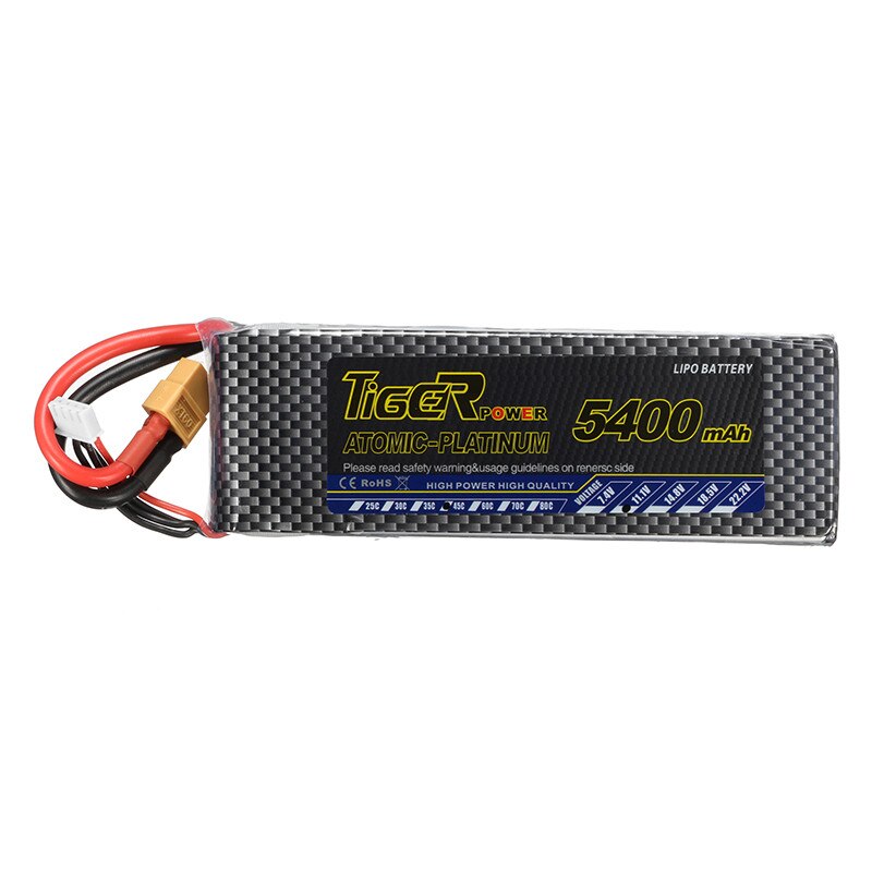 Tiger Power 7.4V 5400mAh 45C 2-Cell Deans Connector T-Plug