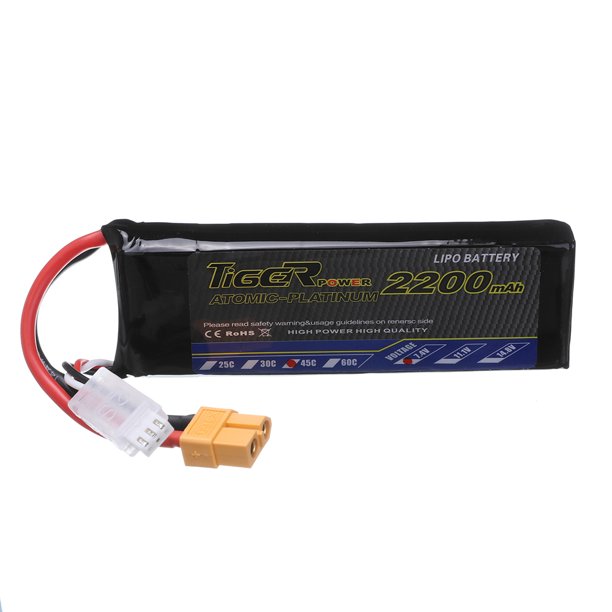 Tiger Power 7.4V 2200mAh 45C 2-Cell Deans Connector T-Plug
